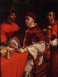 Portrait de Léon X avec les cardinaux Giulio de Medici et Luigi de Rossi
